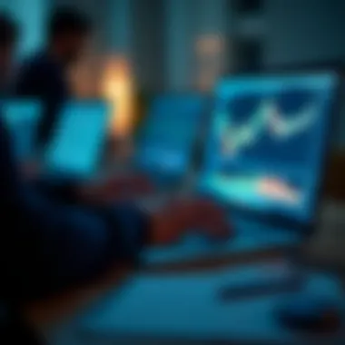 Cryptocurrency Data Analysis A professional analyzing cryptocurrency data on a laptop