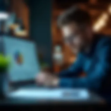 Business Owner Analyzing Software Features Small business owner analyzing tax software features